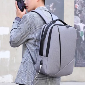Rucsac laptop 15.6" smart casual, impermeabil, cu port de incarcare USB, GETICS, 30x14x43 cm, Gri - Img 8