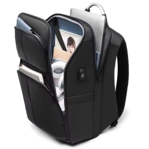 Rucsac laptop 15.6", smart casual pentru calatorii, impermeabil, cu port USB, GETICS, 31x21x48 cm, Negru - Img 2