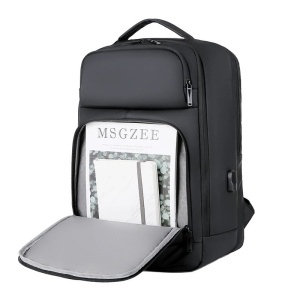 Rucsac laptop 17" pentru calatorii, expandabil, cu buzunar antifurt si port USB, GETICS, 31x19/24x47 cm, Negru - Img 2