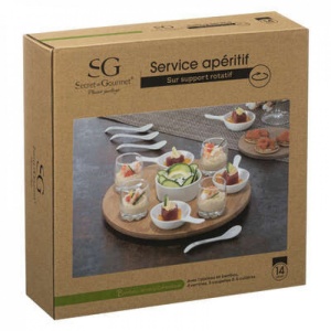 Set 14 piese pentru servire aperitive, pe suport din lemn de bambus, Secret de Gourmet - Img 2