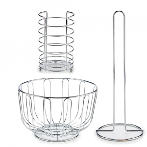 Set 3 accesorii pentru depozitare in bucatarie din metal cromat, Escalate, 13x32x23.5 cm - Img 2