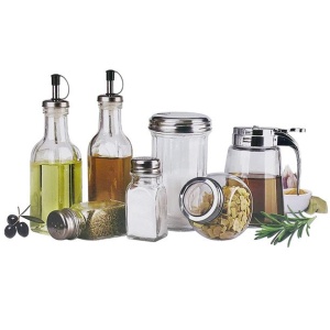 Set clasic 7 recipiente din sticla pentru condimente cu capace din otel inoxidabil, Escalate, 28x10x17 cm - Img 4