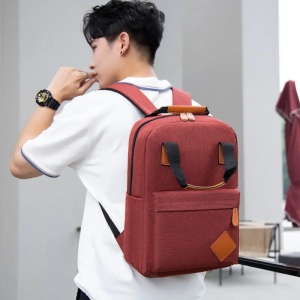 Set rucsac 15" casual minimalist, geanta de umar si portofel pentru adolescenti, GETICS, Rosu - Img 5