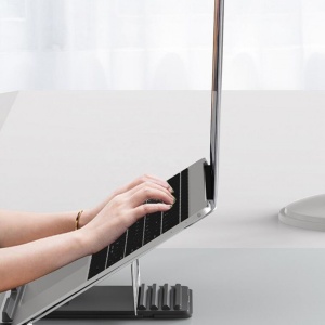 Suport ergonomic laptop, usor, 4 trepte inaltime, marime universala, Escalate, Argintiu - Img 3