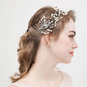 Diadema modelatoare cu flori din cristale acrilice si perlute - Img 2