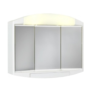 Dulap pentru baie din plastic cu usi culisante, oglinzi si lampi integrate, Escalate, 59x49x15.5 cm, Alb - Img 5