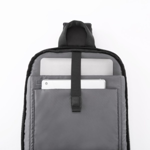 Geanta 13.3", de umar, de piept sau de mana tip sling, cu port de incarcare USB, Kingsons, 39x26x8 cm, Neagra - Img 3