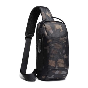 Geanta crossbody/de umar, impermeabila, antifurt, cu port de incarcare USB, Bange, 34X18X10 cm, Camuflaj