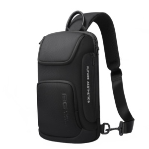 Geanta crossbody, de umar sau de mana, unisex, impermeabila, Bange, 34x17.5x11 cm, Neagra