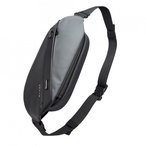 Geanta crossbody/de umar unisex, tip borseta, Bange, Neagra/Gri