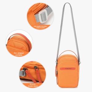 Geanta de umar, de piept sau de mana, sport casual, impermeabila, Tigernu, 12.5x6.5x18.5 cm, Portocalie - Img 6