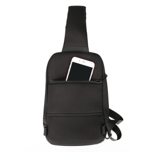 Geanta laptop 10.1", de umar, de piept sau de mana tip sling, antifurt, cu port de incarcare USB, Kingsons, 31x19x8 cm, Neagra - Img 5