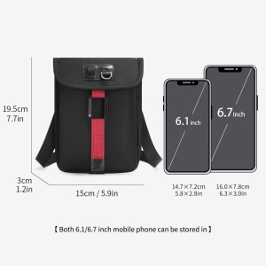 Geanta sport casual de umar sau de piept, TIGERNU, 19.5x3x15 cm, Neagra cu rosu - Img 3