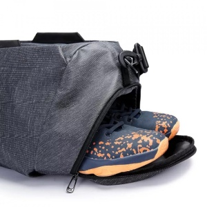 Geanta sport unisex pentru calatorii, impermeabila, cu buzunar pentru incaltaminte, Bange, 46x17x26 cm, Gri - Img 6