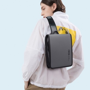 Geanta tip messenger casual, crossbody, de umar sau de mana, Bange, 28x8x22cm, Gri - Img 3