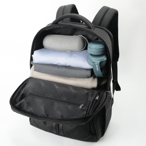 Rucsac business casual pentru calatorii, impermeabil, cu port USB, Tigernu, pentru laptop de 17", 32x21x47 cm, Negru - Img 4