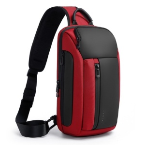 Rucsac crossbody, de umar sau de mana, unisex, impermeabil, Bange, 36x20.5x10.5 cm, Rosu - Img 3