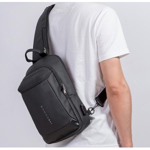 Rucsac crossbody/de umar smart, light, impermeabil, cu port de incarcare USB, Bange, Negru - Img 7