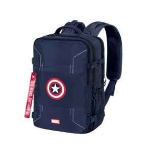 Rucsac cu licenta oficiala, pentru calatorii cu avionul, impemeabil, 20 L, 25x20x40 cm, Captain America, Albastru - Img 1