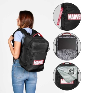 Rucsac cu licenta oficiala, pentru calatorii cu avionul, impemeabil, 20 L, 25x20x40 cm, Marvel, Negru - Img 4