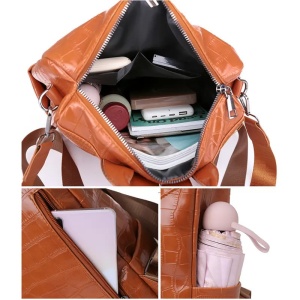 Rucsac dama, impermeabil cu buzunar antifurt, Escalate, 31x29x14 cm, Maro - Img 6