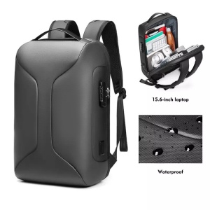 Rucsac laptop 15.6", business casual, cu cifru antifurt si port de incarcare USB, GETICS, 30x16x47 cm, Gri - Img 3