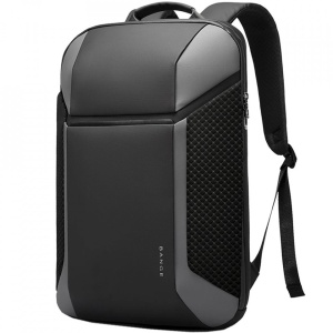 Rucsac laptop 15.6", casual business, impermeabil, cu aspect futurist 3D carbon, BANGE, 47.5x30x12 cm, Gri