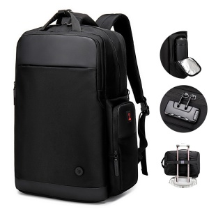 Rucsac laptop 15.6", expandabil, cu port de incarcare USB si sistem antifurt, GETICS, 46x31x18 cm, Negru - Img 6