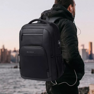 Rucsac laptop 15.6", multifunctional, impermeabil, cu port de incarcare USB, BANGE, 45x32x15 cm, Negru - Img 8