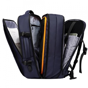 Rucsac laptop 15.6", pentru calatorii, impermeabil, expandabil pana la 37 L, cu port de incarcare USB, BANGE, 44x30x16 cm, Albastru - Img 3