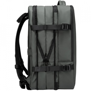 Rucsac laptop 15.6", pentru calatorii, impermeabil, expandabil pana la 37 L, cu port de incarcare USB, BANGE, 44x30x16 cm, Gri - Img 5