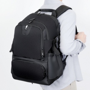 Rucsac laptop 15.6" smart casual, cu port de incarcare USB, GETICS, 46x30x22 cm, Negru - Img 8