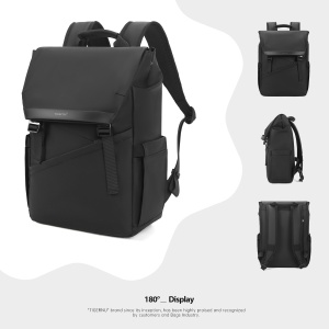 Rucsac laptop 15.6", smart casual, design pelerin unisex, impermeabil, TIGERNU, 30x13x43 cm, Negru - Img 7