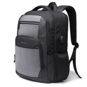Rucsac laptop 15.6", smart casual, impermeabil, cu port de incarcare USB, BANGE, 45x32x15 cm, Gri