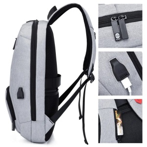 Rucsac laptop 15.6" smart casual impermeabil, cu port USB, GETICS, 46x30x10 cm, Gri deschis - Img 7