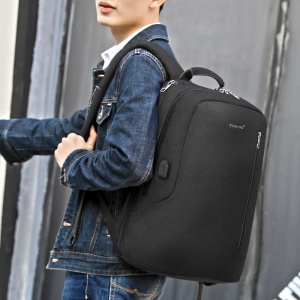 Rucsac laptop 15.6" smart casual, impermeabil, cu port USB si buzunar antifurt , Tigernu, 46x32x17 cm, Negru - Img 8