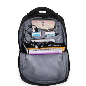 Rucsac laptop 15.6" smart casual, impermeabil, cu port USB, Tigernu, 30x17x48 cm, Negru - Img 3
