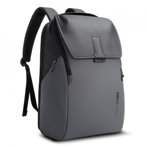Rucsac modern unisex cu clapa magnetica, compartiment separat pentru laptop 15.6 inch, din poliester rezistent la stropi, cu buzunar ascuns, BANGE BG2581GY Gri - Img 3