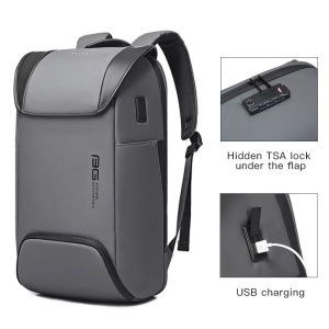 Rucsac Smart Unisex, compartiment laptop 15.6 inch si tableta 12,7 multifunctional cu lacat TSA si port USB, din poliester este rezistent la stropi, BANGE BG7276GY Gri - Img 4