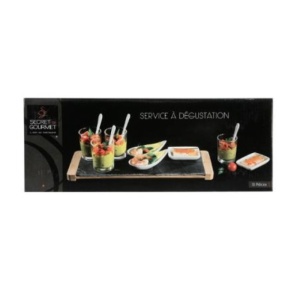 Set 13 piese pentru servire aperitive, pe suport din lemn de bambus si ardezie, Secret de Gourmet - Img 6