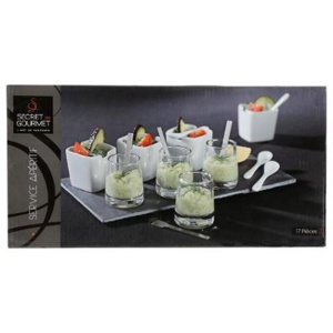 Set 17 piese pentru servire aperitive, pe suport din ardezie, Secret de Gourmet, 30.5x7x15.5 cm - Img 6