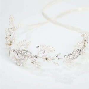 Diadema modelatoare cu flori din cristale acrilice si perlute - Img 3