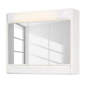 Dulap pentru baie din plastic cu usi culisante, oglinzi si lampi integrate, Escalate, 60x51x18 cm, Alb - Img 6