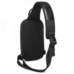 Geanta crossbody/de umar casual, unisex, cu carcasa rigida, Bange, 28x7x17 cm, Neagra - Img 4