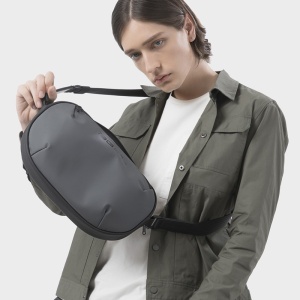 Geanta crossbody/de umar unisex, casual, tip borseta, Bange, 34x6x19 cm, Gri - Img 5