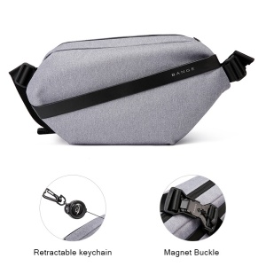 Geanta crossbody, expandabila, cu sistem multifunctional de prindere, Bange, 19x8.5x35cm, Gri - Img 3