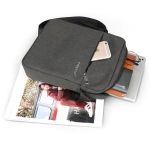 Geanta de umar sau de piept 9.7", minimalista, Tigernu, 26x21x6 cm, Gri inchis - Img 6