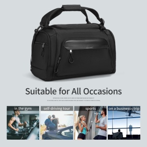 Geanta sport impermeabila pentru sala sau calatorii, cu compartiment pentru incaltaminte, Tigernu, 46x29x28 cm, Neagra - Img 6
