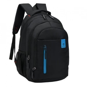 Rucsac 15.6" casual minimalist, impermeabil, GETICS, 32x19x44 cm, Negru/Albastru