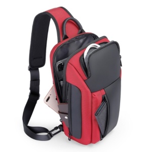 Rucsac crossbody, de umar sau de mana, unisex, impermeabil, Bange, 36x20.5x10.5 cm, Rosu - Img 4
